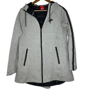 Nike Gray Aeroloft Parka Hooded Lined Full Zip Goose Down Jacket Size M Women's